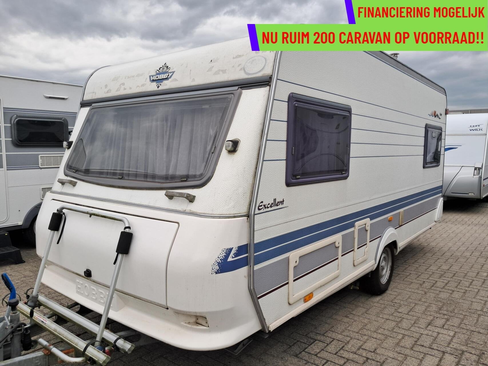 Hobby EXCELLENT 470 MOVER + VOORTENT + DWARSBED + FIETSENDR, Caravans en Kamperen, Rondzit, Hobby, Bedrijf, 6 tot 7 meter