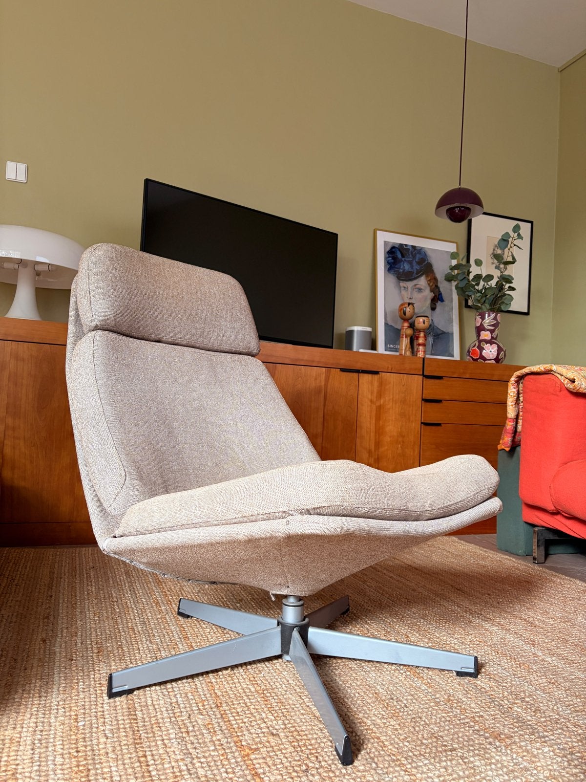 Vintage IKEA Lunna - draaibare fauteuil - Beige/zand/greige, Ophalen, Gebruikt, Overige kleuren, Vintage sixties/seventies