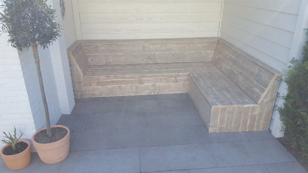 Unieke loungebank, tuinbank van steigerhout of douglashout, Ophalen, Nieuw, Hout