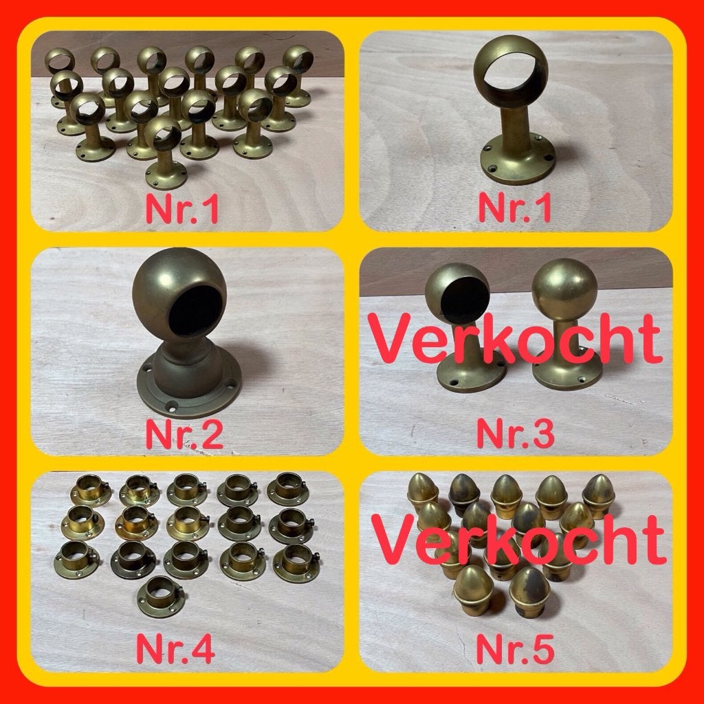 187. Antieke Messing Leuninghouders, Ophalen of Verzenden, Gebruikt, Koper of Messing, Klink of Kruk