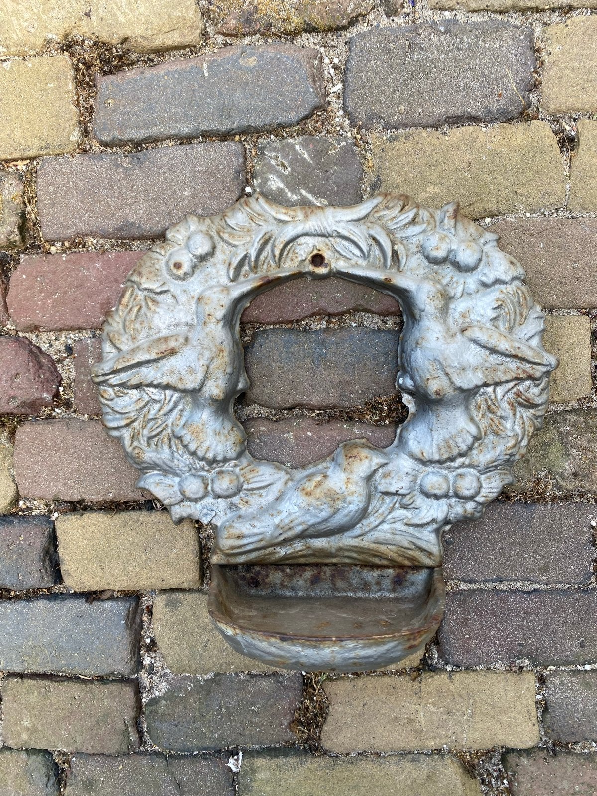 Vintage Brocante Gietijzeren Wand Vogelbakje, Antiek en Kunst, Ophalen of Verzenden