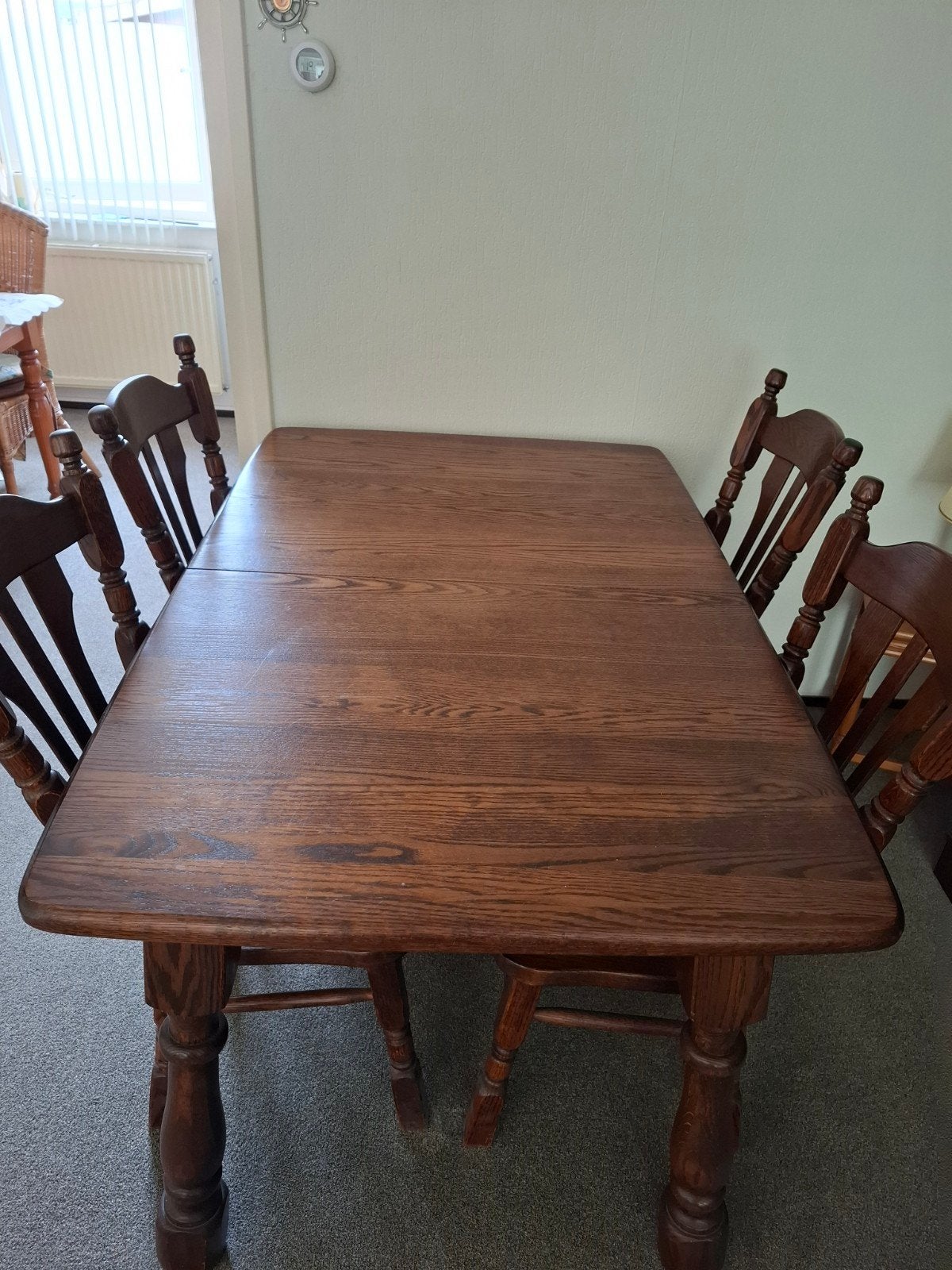 Eiken eethoek met 4 stoelen, Huis en Inrichting, Ophalen, Gebruikt, Eiken, 4 tot 6 stoelen