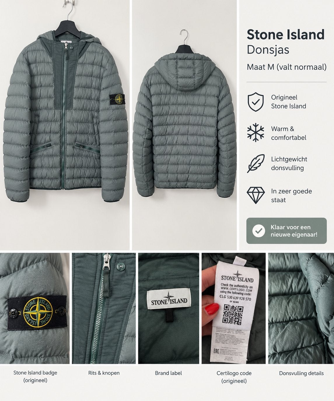 Heren jas Stone island maat XL, Ophalen, Gedragen, Zwart