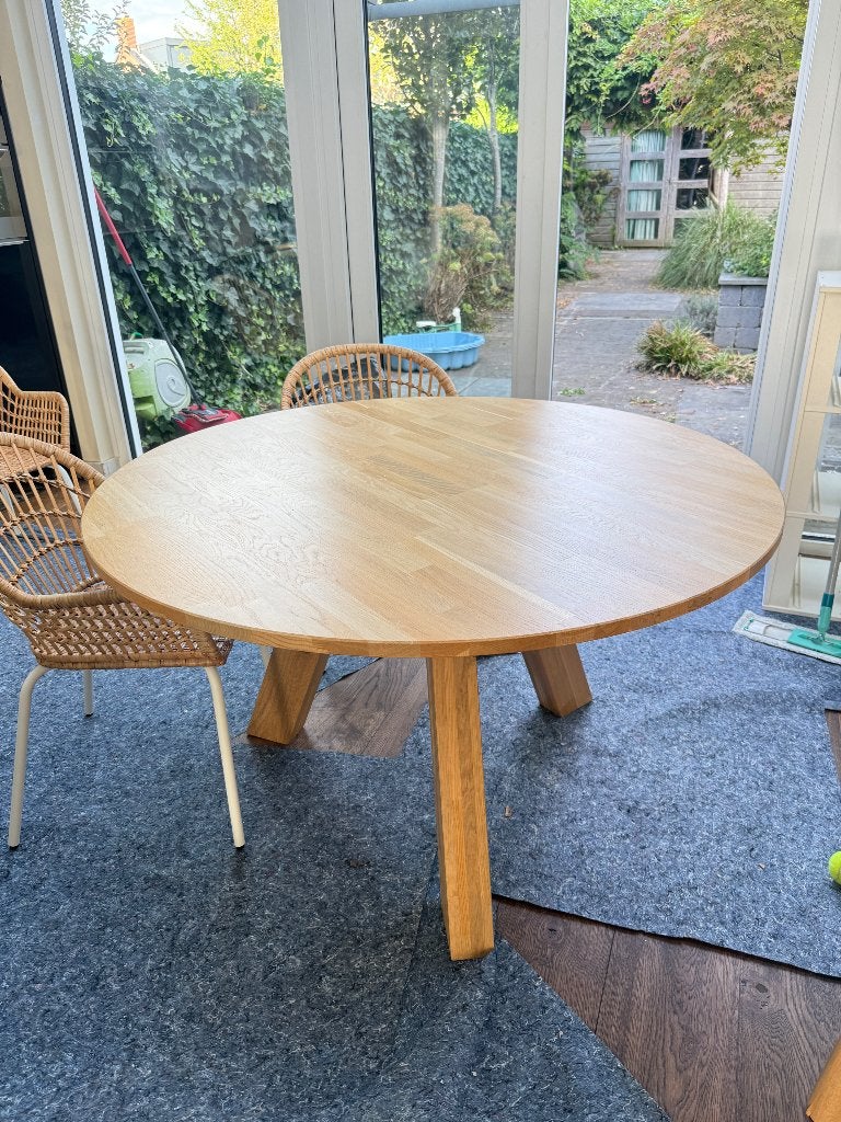 Eetkamertafel, Huis en Inrichting, Ophalen, Gebruikt, 100 tot 150 cm, Rond