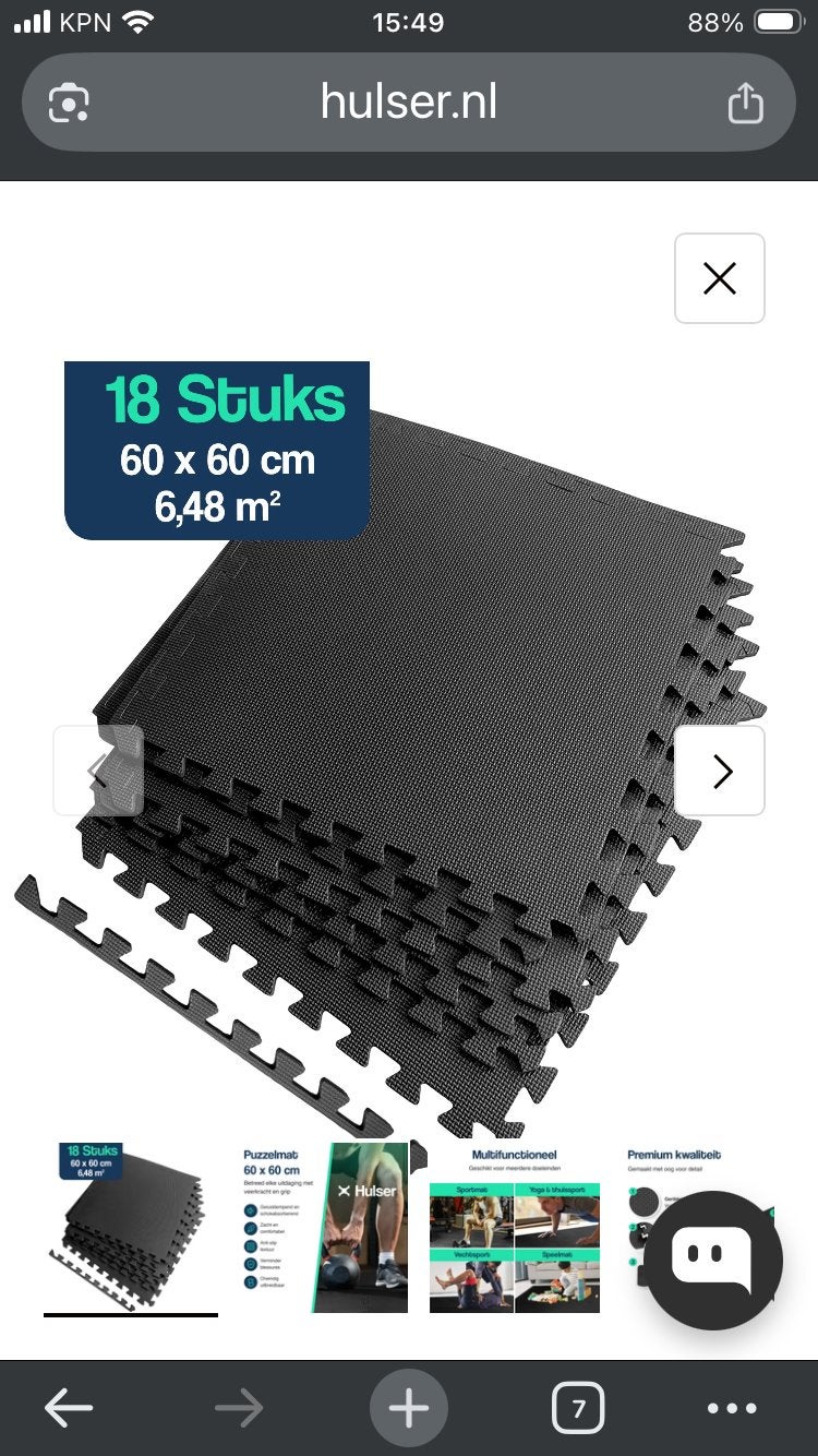 Hulser puzzle mat, Sport en Fitness, Fitnessmaterialen, Ophalen of Verzenden, Zo goed als nieuw, Fitnessmat