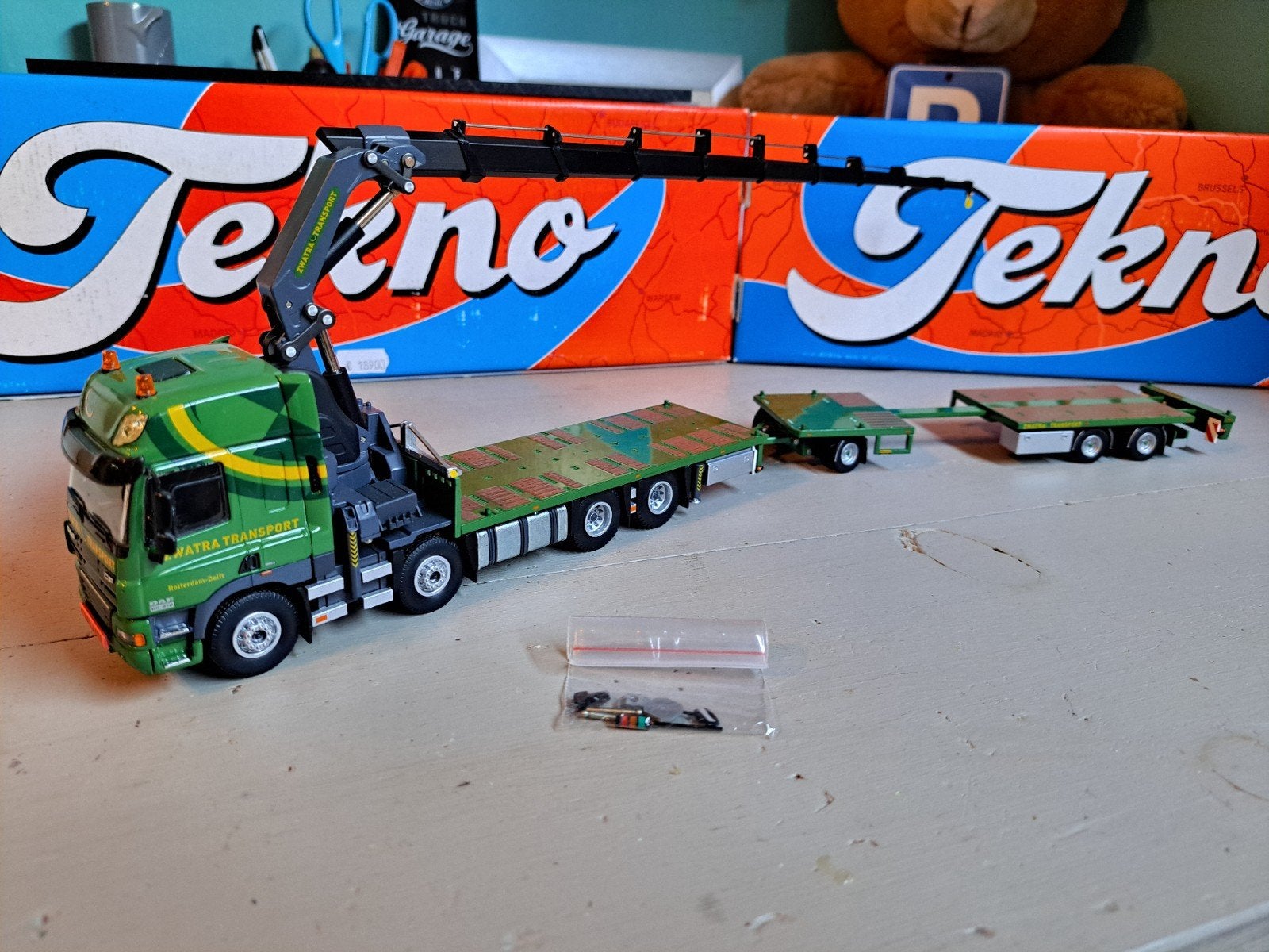 tekno DAF CF kraan combi ZWATRA (BOERMAN GROEP) 7-asser, Hobby en Vrije tijd, Modelauto's | 1:50, Ophalen of Verzenden, Zo goed als nieuw