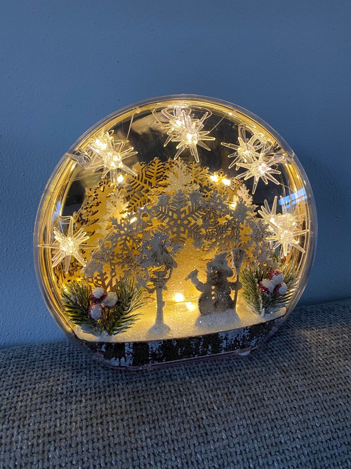 Kerst decoratie glas licht sneeuwpop, Ophalen of Verzenden