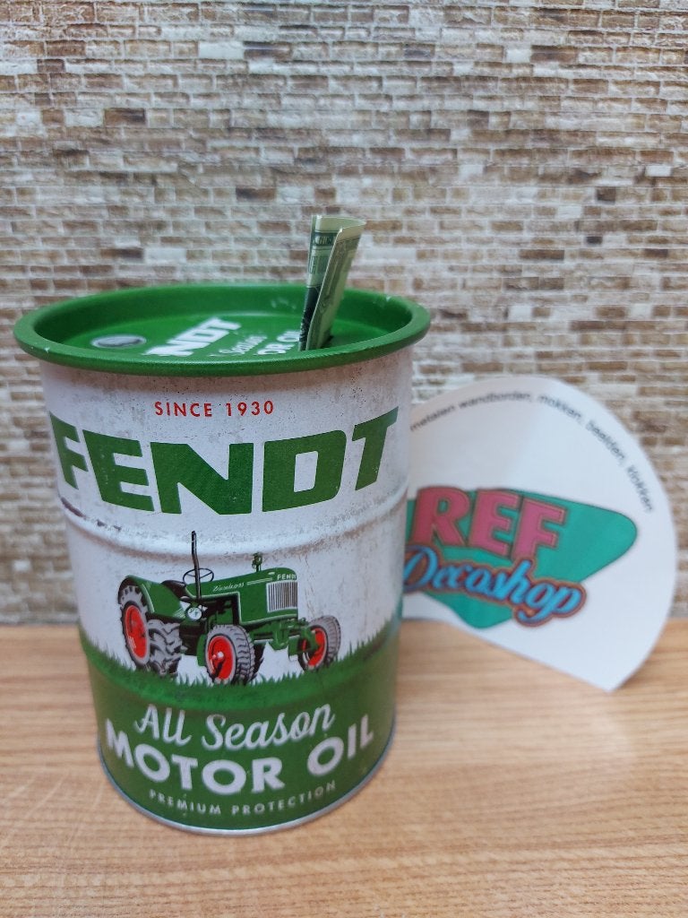 spaarpot vorm van olie drum, fendt motor oil, inhoud 600 ml, Verzamelen, Ophalen of Verzenden, Nieuw, Steen, Aardewerk of Keramiek