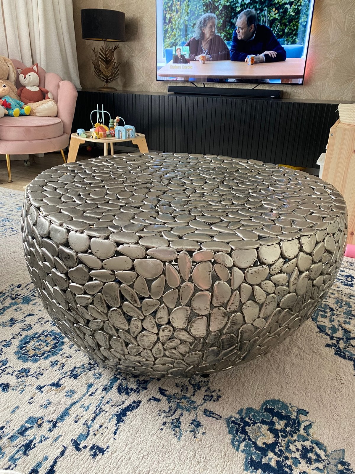 Salontafel Gianni pebbles, Ophalen, 100 tot 150 cm, 50 tot 100 cm, Zo goed als nieuw