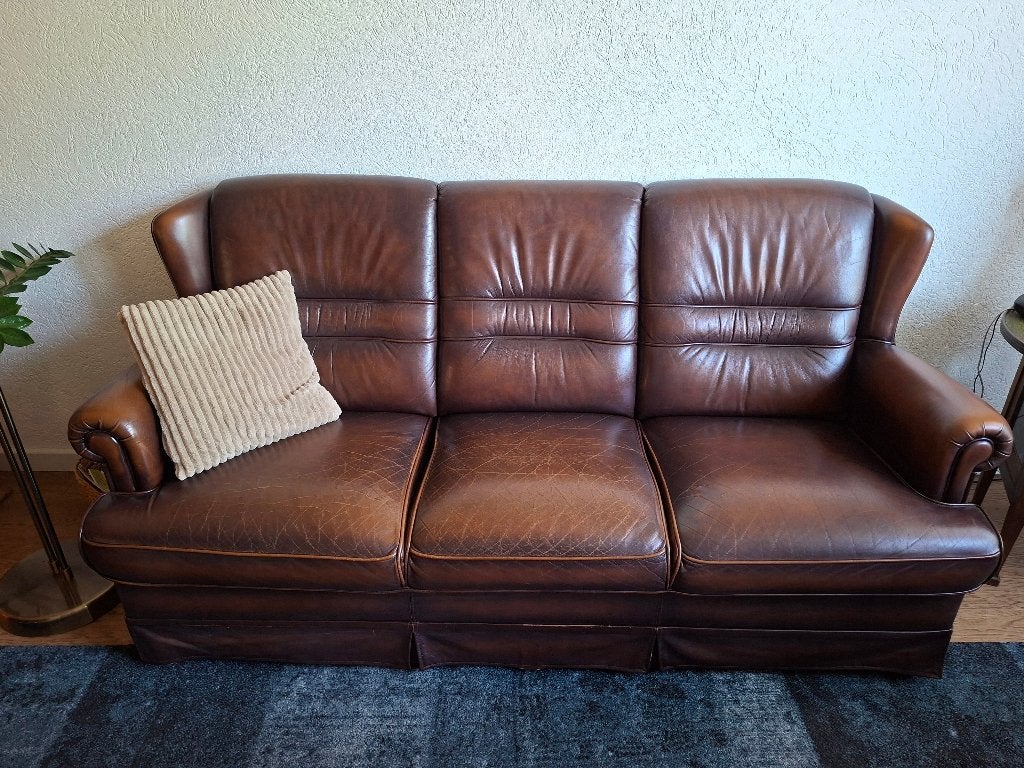 Bank leer gratis, Ophalen, Gebruikt, 150 tot 200 cm, Driepersoons