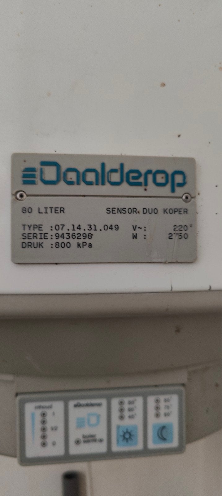 Daalderop Boiler 80 Liter - Sensor Duo Koper, Doe-het-zelf en Verbouw, Geisers en Boilers, 20 tot 100 liter, Ophalen, Gebruikt