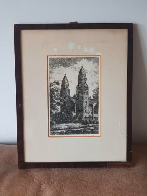 Jaap Lindeijer - Ets, Koninginnekerk Rotterdam nr 184 / 250, Ophalen