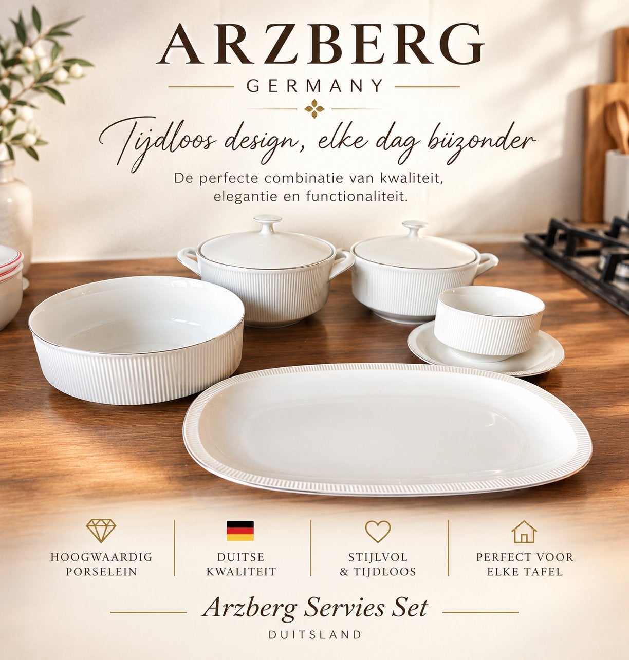 Arzberg Servies Set - Tijdloos Design & Duitse Kwaliteit, Arzberg, Ophalen of Verzenden, Zo goed als nieuw, Modern