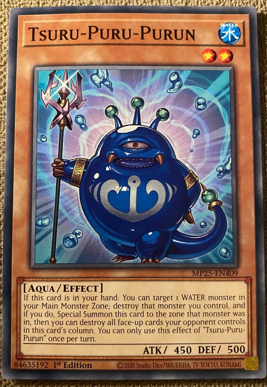 Yu-Gi-Oh! Tsuru-Puru-Purun MP25 1st Edition !, Ophalen of Verzenden, Zo goed als nieuw, Losse kaart