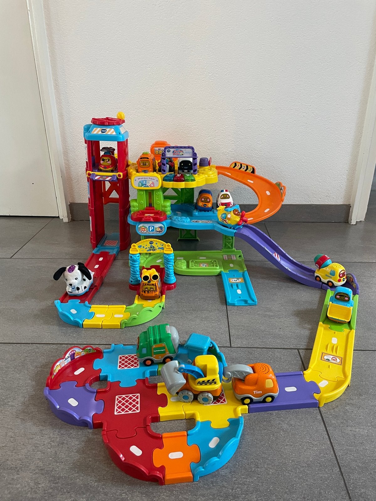 VTech Toet Toet Auto's Garage & Wegdelen met 14 Auto's, Ophalen, Gebruikt, Bouwen, Met licht