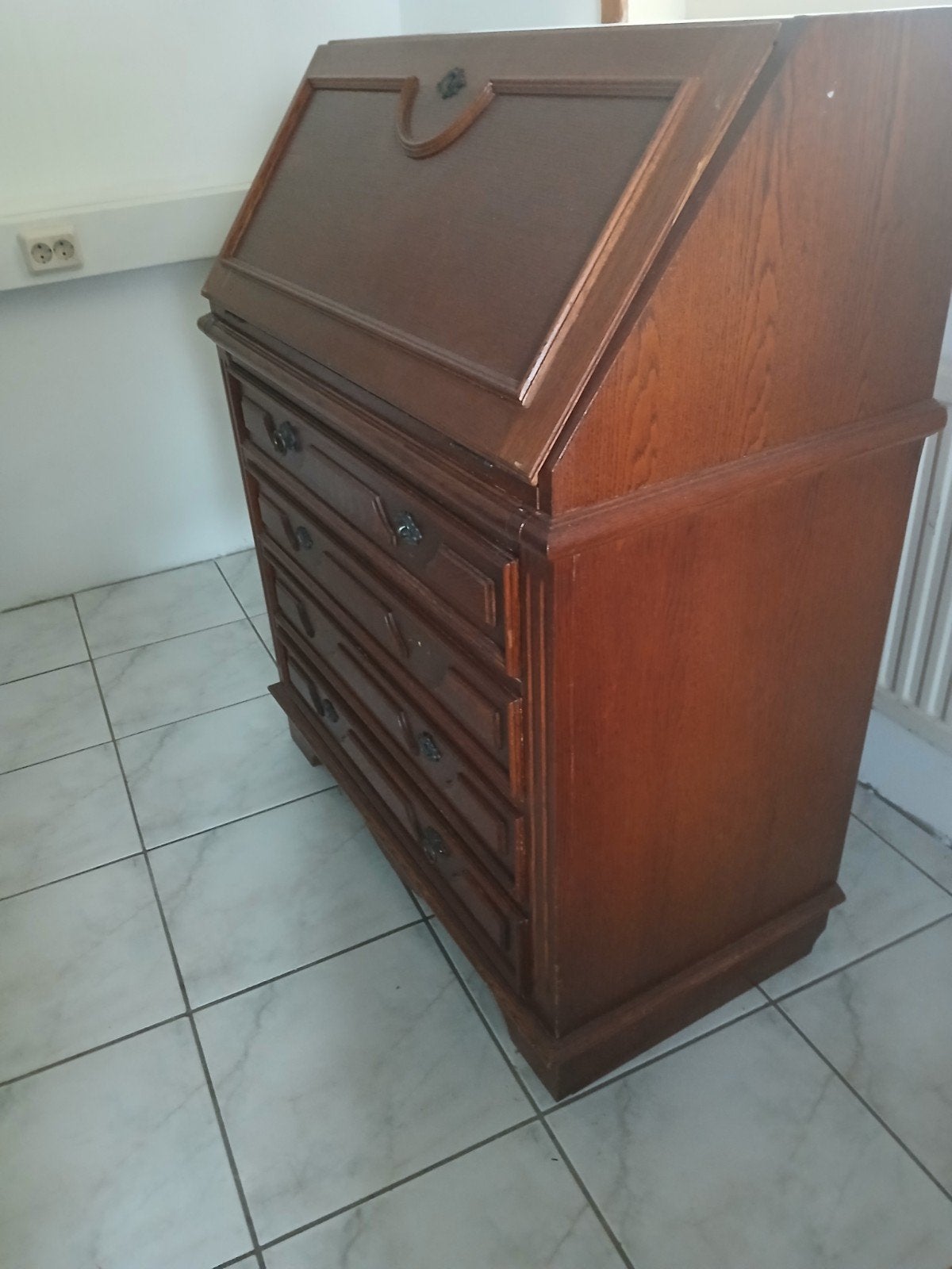 Antiek houten secretaire met lades, Ophalen