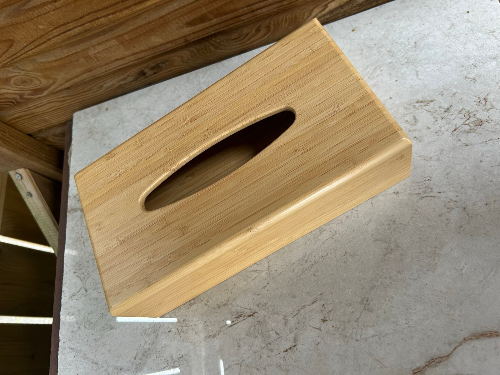 Stijlvolle Bamboe Tissueboxhouder, Ophalen, Hout, Zo goed als nieuw, Modern