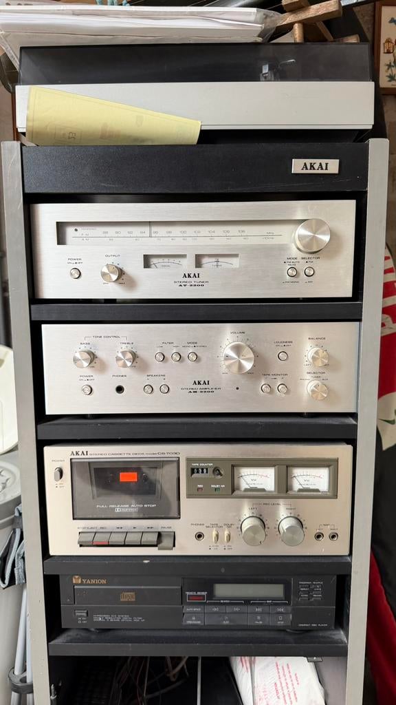 Vintage AKAI hifi set versterker, tuner, platenspeler, Ophalen, Gebruikt, Cd-speler, Akai