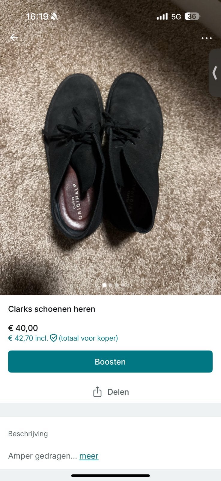 Clarks Originals Desert Boots Heren Zwart Suède, Verzenden, Zo goed als nieuw, Zwart, Boots