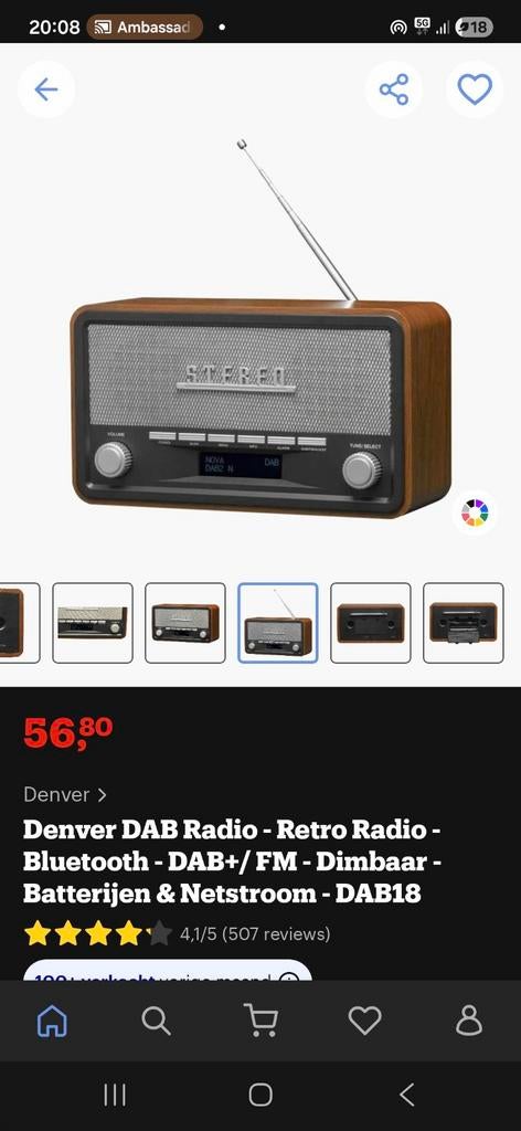 Denver DAB Radio - Retro Radio - Bluetooth - DAB+/FM, Ophalen of Verzenden, Zo goed als nieuw, Radio