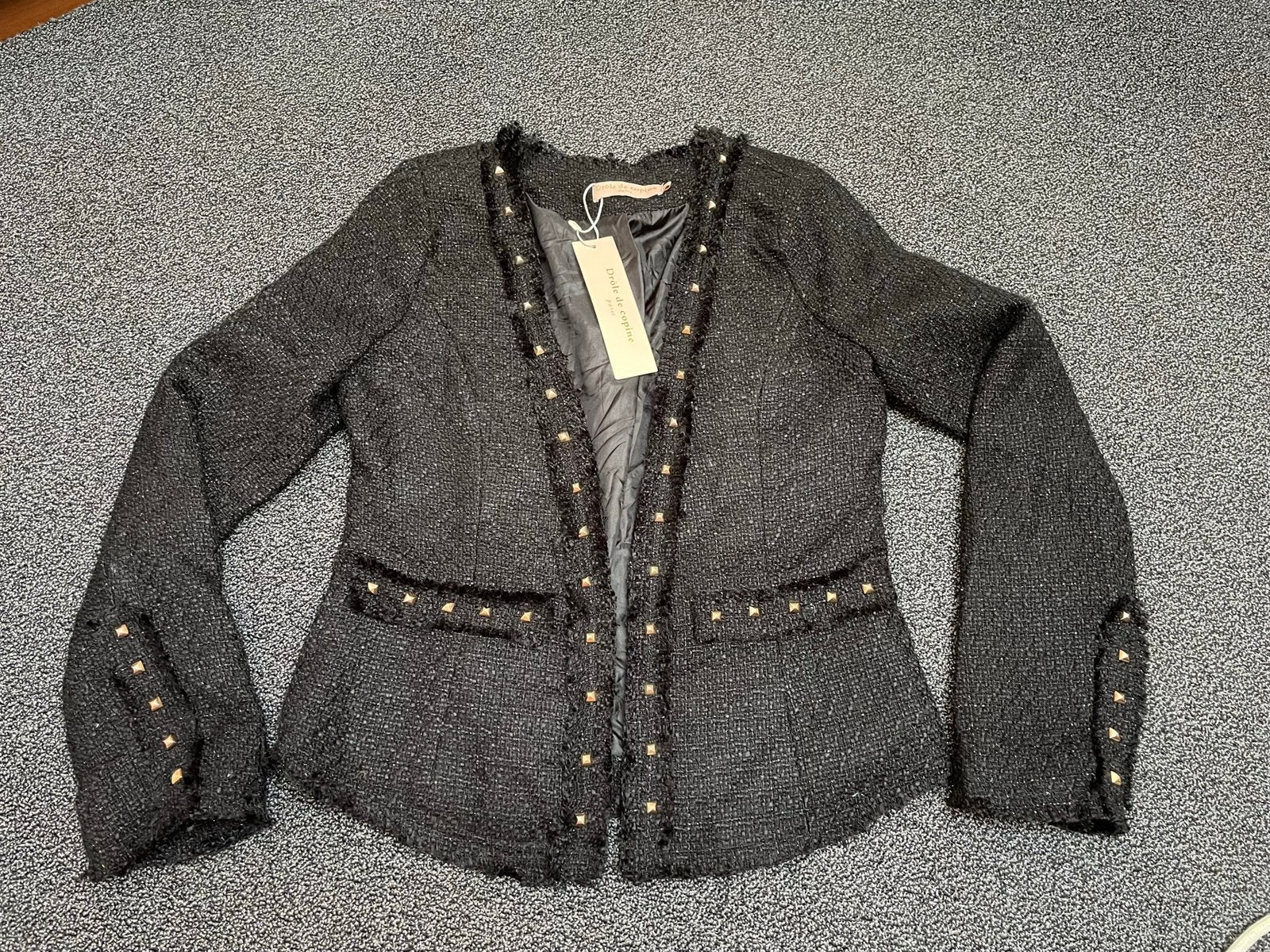 Nieuw zwart jasje met klein glittertje mt 36 drôle de Copine, Zwart, Nieuw, Ophalen of Verzenden, Jasje