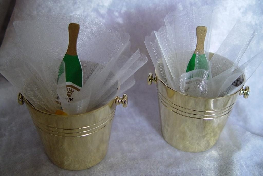 huwelijks bedankjes, champagne koelertje, Ophalen of Verzenden, Nieuw, Goud, Accessoires