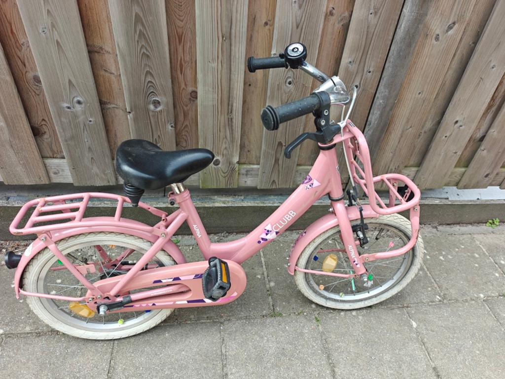 Roze kinderfiets Alpina Clubb 16 inch, Ophalen, Terugtraprem, Alpina Clubb, 16 tot 20 inch