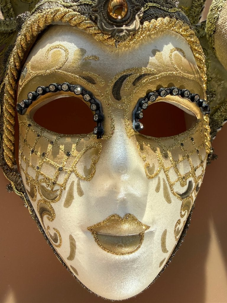 Origineel Venetiaans masker – goudkleurige nar, Ophalen of Verzenden