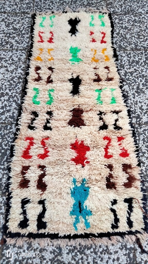 Handgeknoopt Berber kleed wol 159x62cm, Huis en Inrichting, Stoffering | Tapijten en Kleden, 150 tot 200 cm, 200 cm of meer, Ophalen of Verzenden