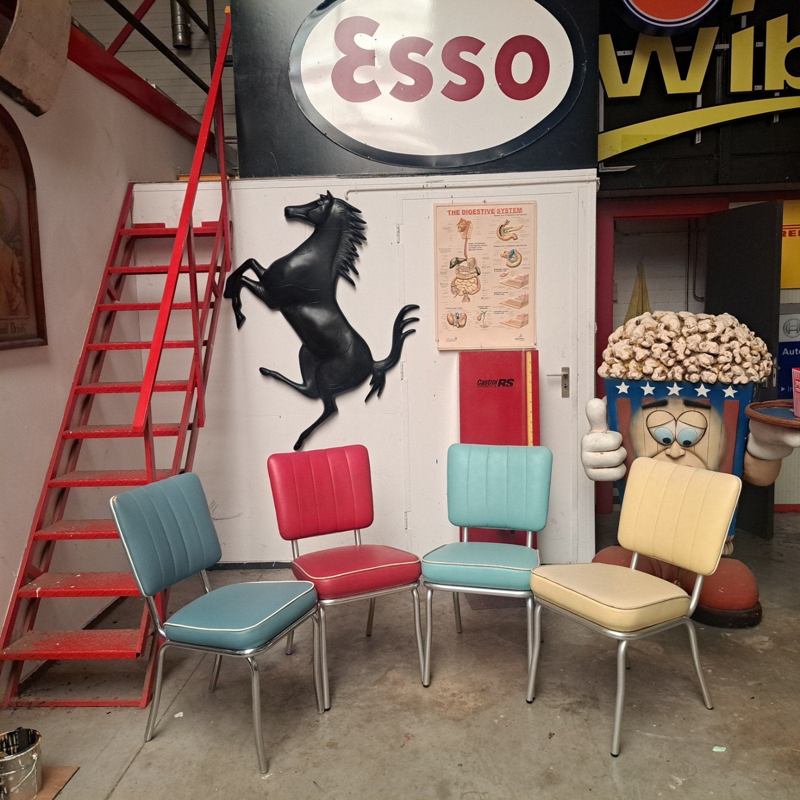 Fifties diner stoelen Vintage, Ophalen, Kunststof, Gebruikt, Vintage