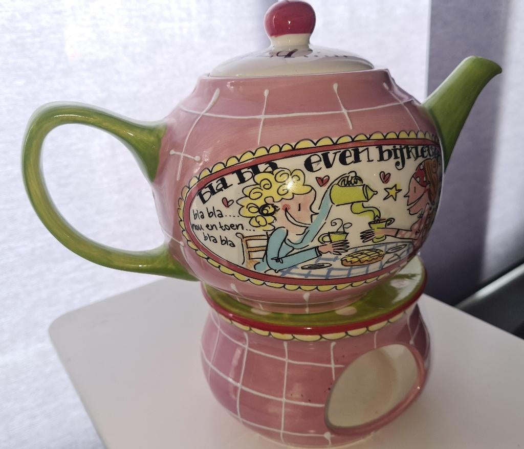 Blond Amsterdam Theepot plus Warmhouder  Even Bijkletsen, Nieuw, Ophalen of Verzenden, Roze, Steen/keramiek