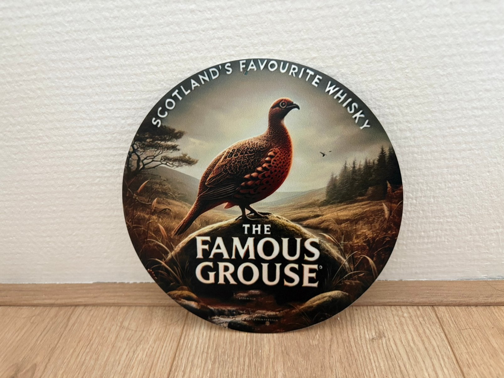 Prachtig vintage reclamebord Famous Grouse (20x20), Verzamelen, Ophalen of Verzenden, Zo goed als nieuw, Reclamebord