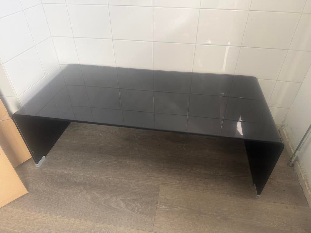 Salontafel gehard glas zwart, Huis en Inrichting, Tafels | Salontafels, Ophalen, 100 tot 150 cm, Nieuw, 50 tot 100 cm