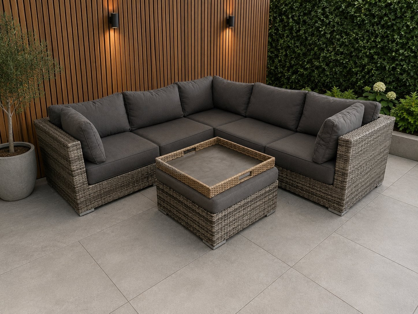 Prachtige KWALITEIT Loungeset Tuinset + DIKKE KUSSENS, 5 zitplaatsen, Bank, Ophalen of Verzenden, Zo goed als nieuw