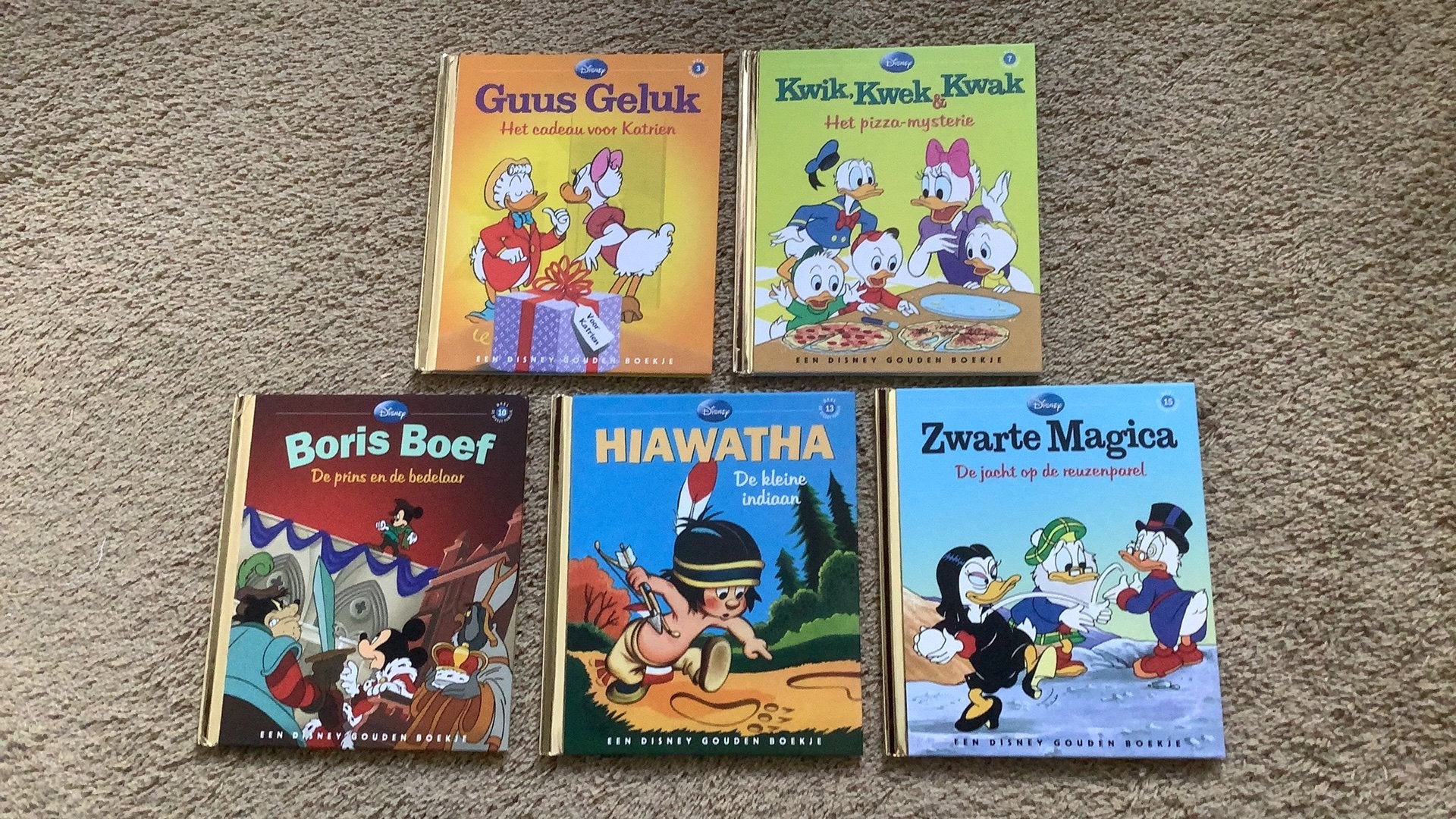 5 Disney Gouden Boekjes nummer: 3 - 7 - 10 - 13 - 15:, Boeken, Fictie algemeen, Jongen of Meisje, Zo goed als nieuw, 4 jaar