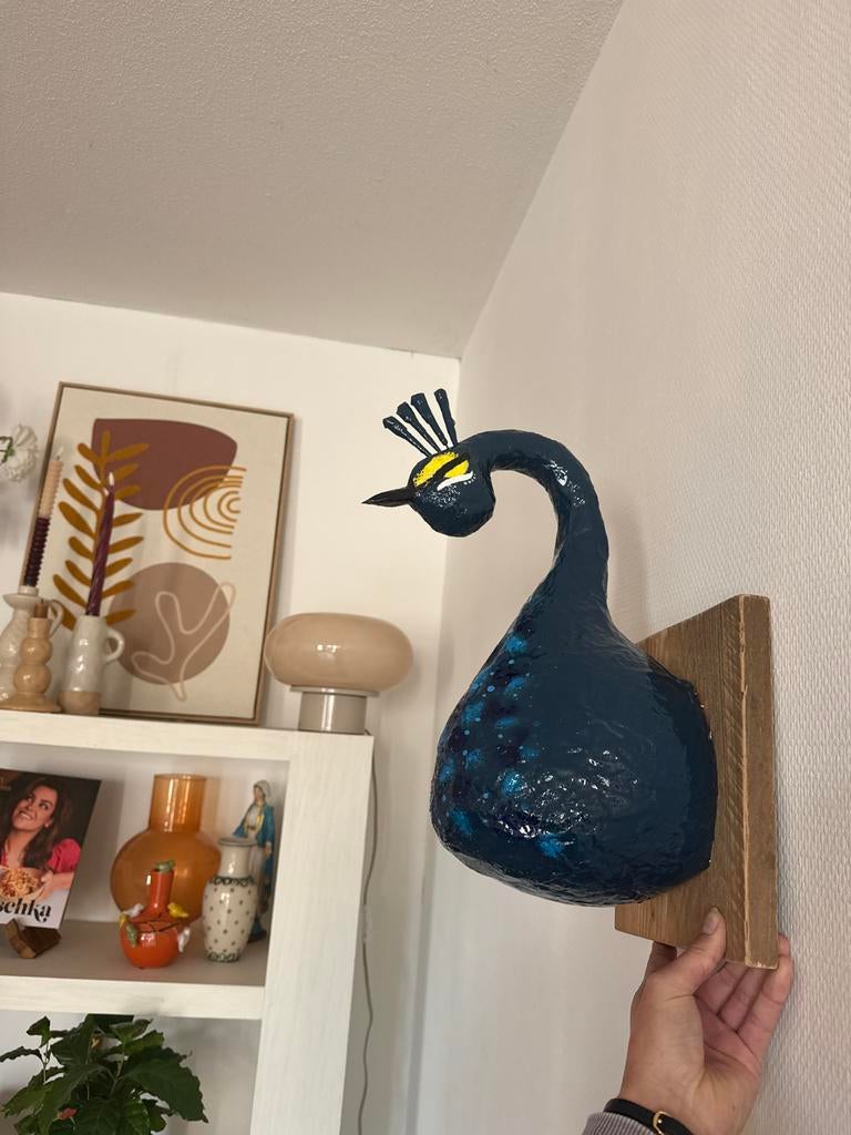 Wanddecoratie pauw, Huis en Inrichting, Woonaccessoires | Overige, Gebruikt, Ophalen of Verzenden