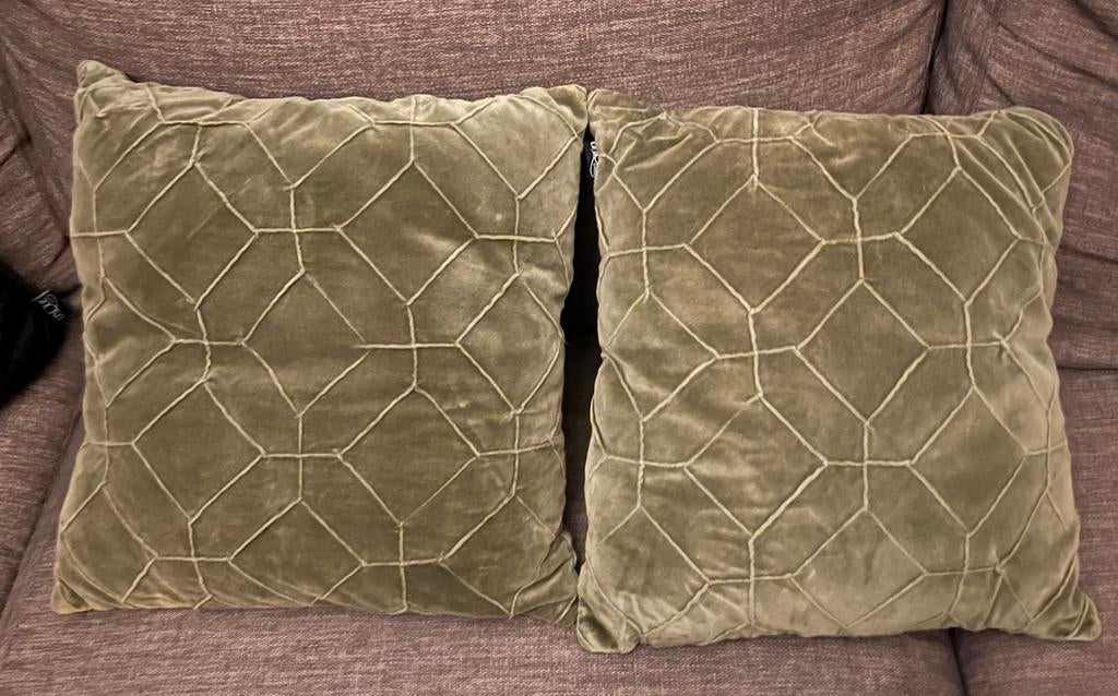 Twee Unique Living kussens - groen, Ophalen of Verzenden, Zo goed als nieuw, Groen, Vierkant