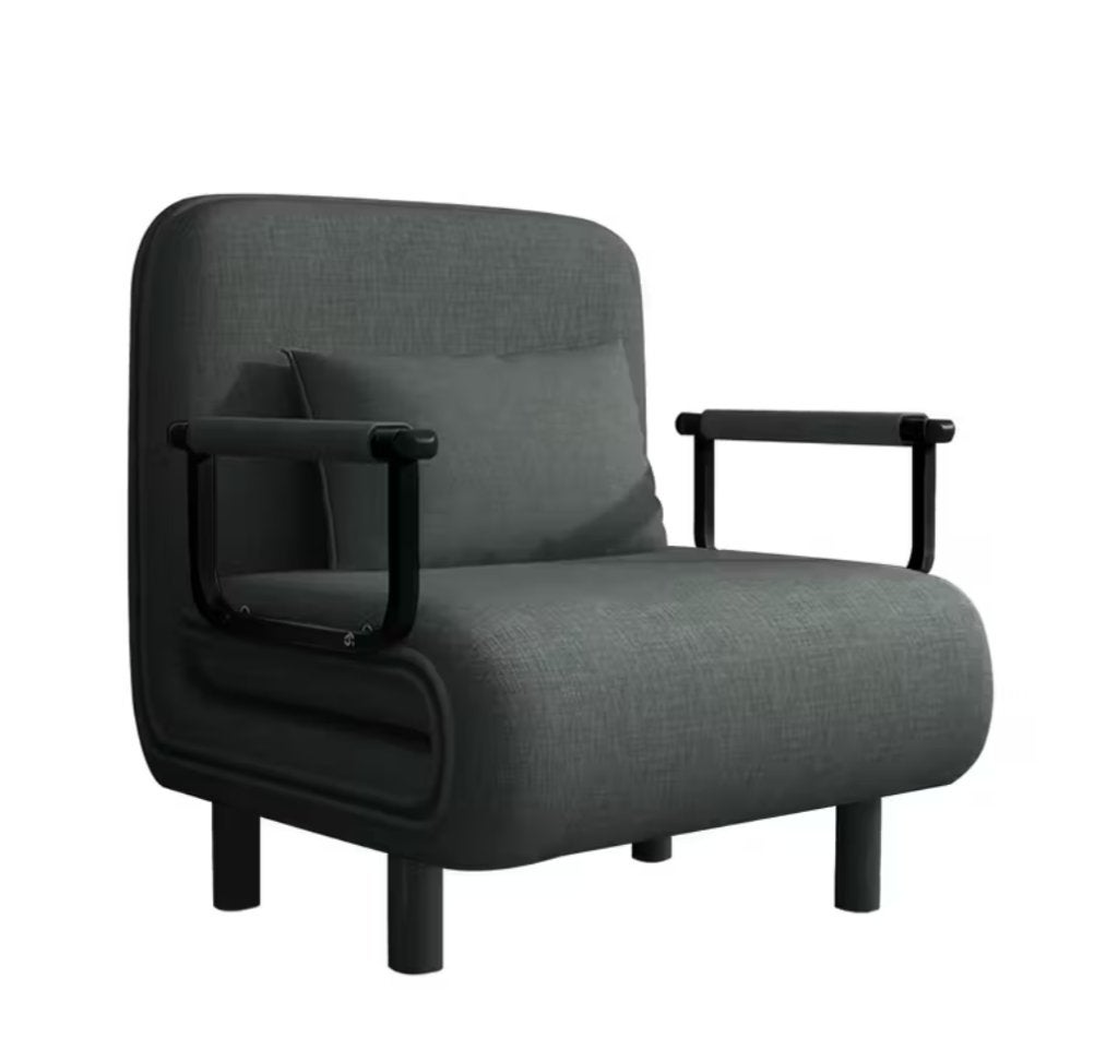 Compacte slaapbank/fauteuil - Grijs, eenpersoons, Ophalen, Zwart, Nieuw, 190 cm of minder