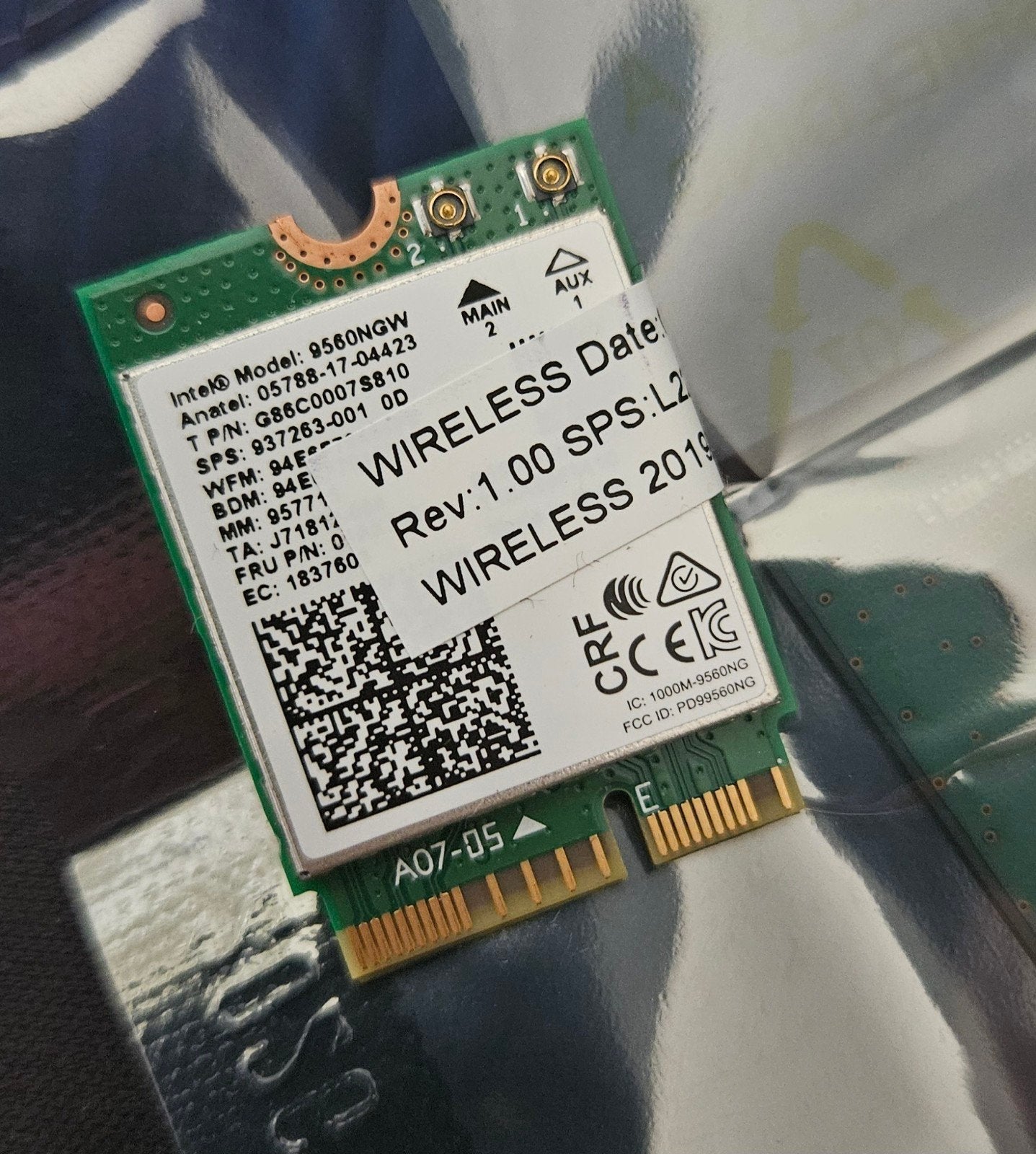 Intel Wireless-AC 9560 (model 9560NGW), Computers en Software, Ophalen of Verzenden, Zo goed als nieuw, Intern, Intel, HP