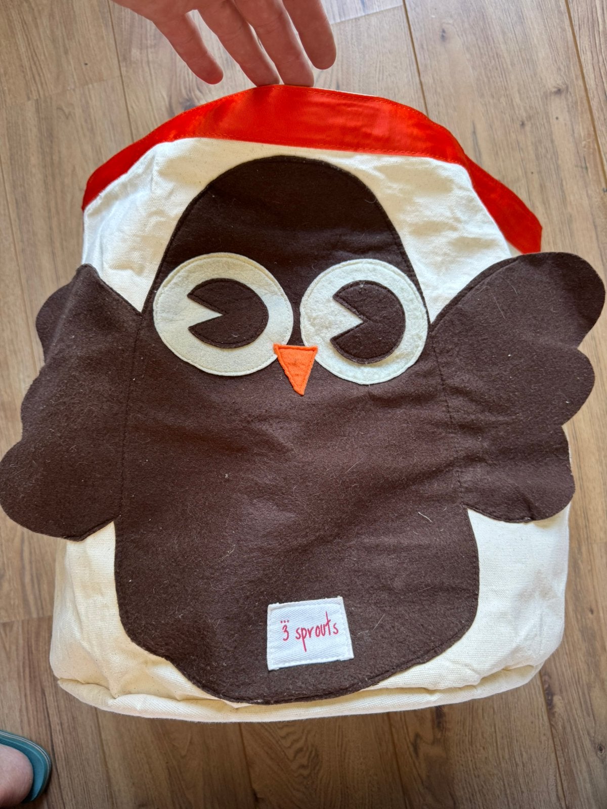 3 Sprouts speelgoedmand uil – grote opbergmand kinderkamer, Mand, Textiel, Rond, Zo goed als nieuw