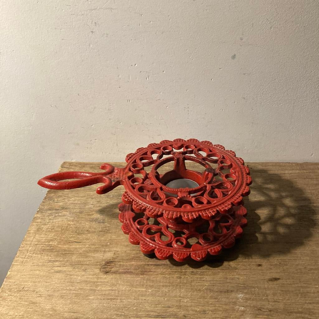 Gietijzeren waxinelichtjes blaker - Rood, Ophalen of Verzenden