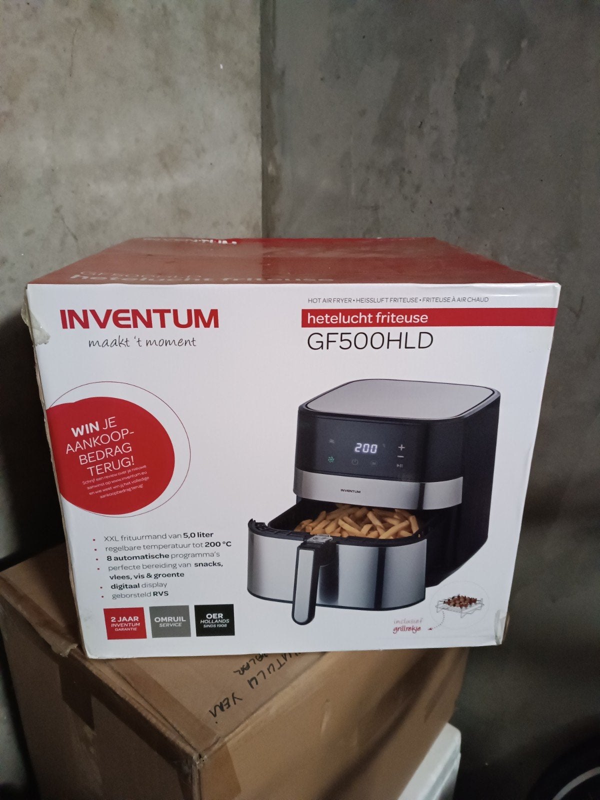 Inventum Heteluchtfriteuse GF500HLD - XXL 5L, Witgoed en Apparatuur, Frituurpannen, 4 liter of meer, Ophalen, Nieuw