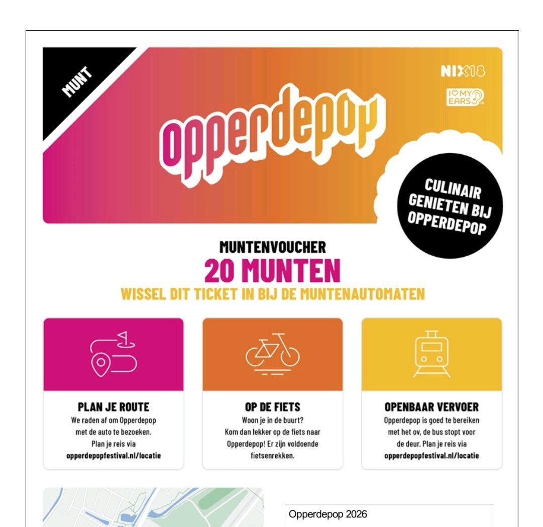 20 munten voor opperdepop festival 11 en 12 september, Tickets en Kaartjes, Eén persoon, Kortingsbon, Overige typen