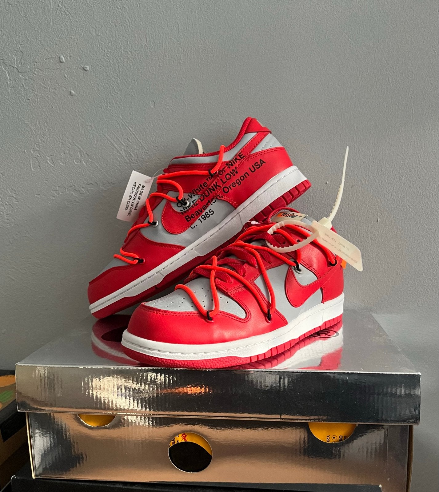 Nike Dunk Low Off-White University Red CT0856-600, Ophalen of Verzenden, Nieuw, Overige kleuren, Sneakers of Gympen