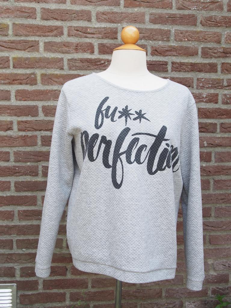 grijze trui met zwarte tekst maat L, Ophalen of Verzenden, Zo goed als nieuw, Grijs