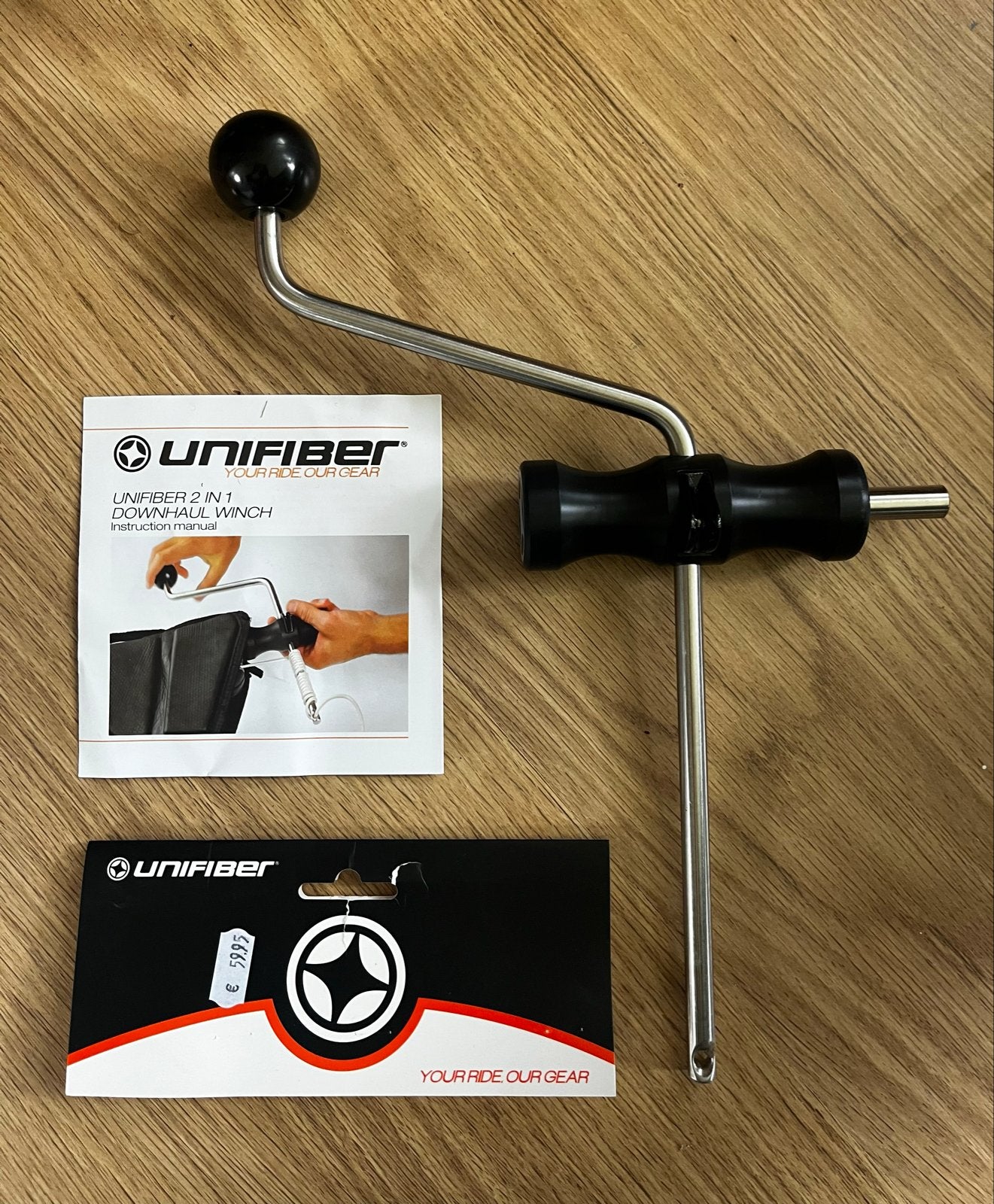 Unifiber 2-in-1 Downhaul Winch - windsurf zeil spanner, Watersport en Boten, Overige typen, Ophalen of Verzenden, Unifiber, Verstelbaar