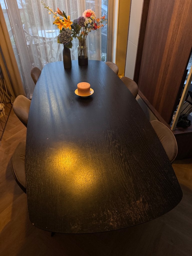 Deens ovale eettafel, Huis en Inrichting, Gebruikt, 100 tot 150 cm, Eikenhout, 200 cm of meer