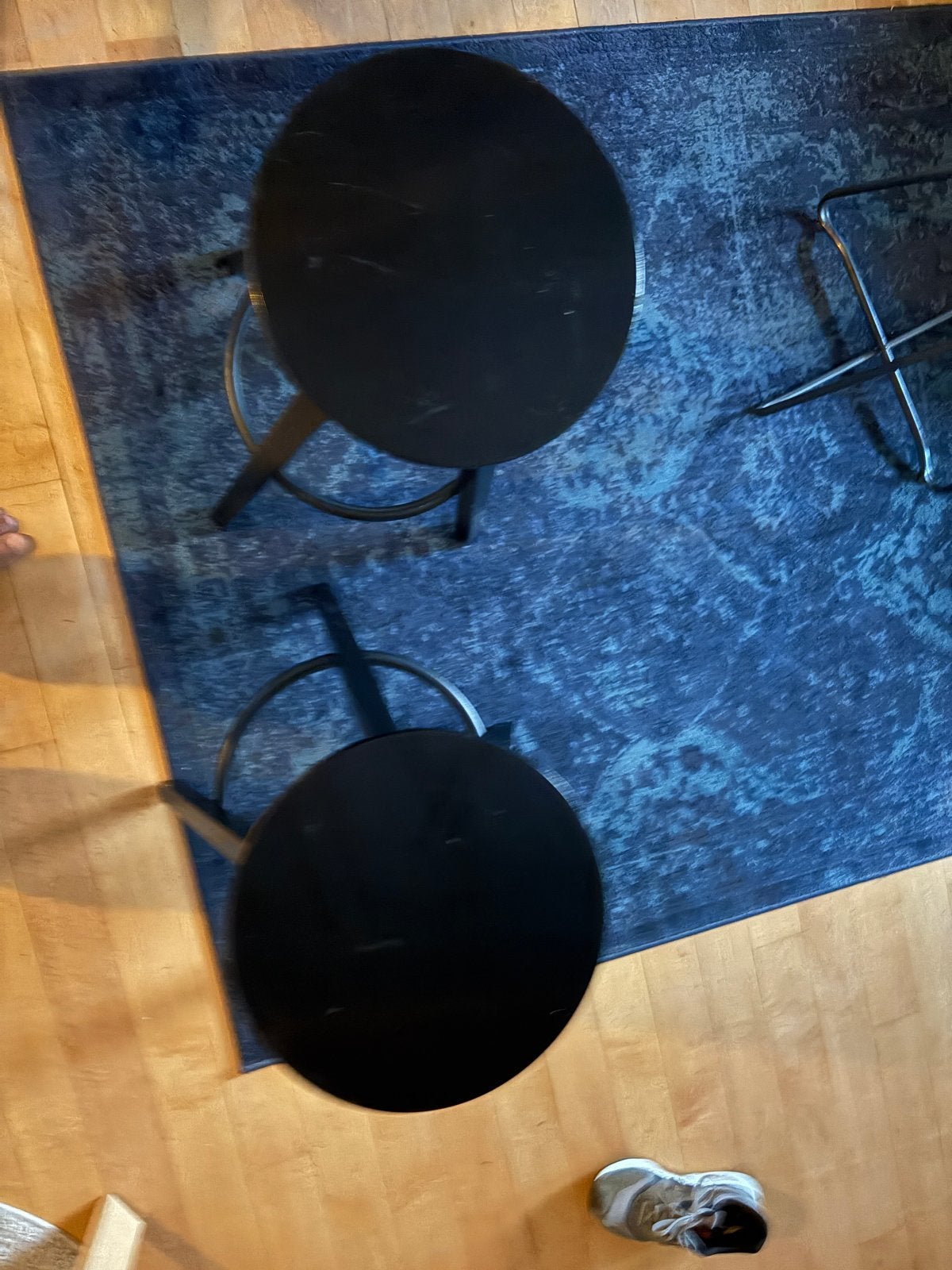 2 Houten Zwarte Verstelbare Barkrukken, Gebruikt, In hoogte verstelbaar, 60 tot 90 cm, Ophalen of Verzenden