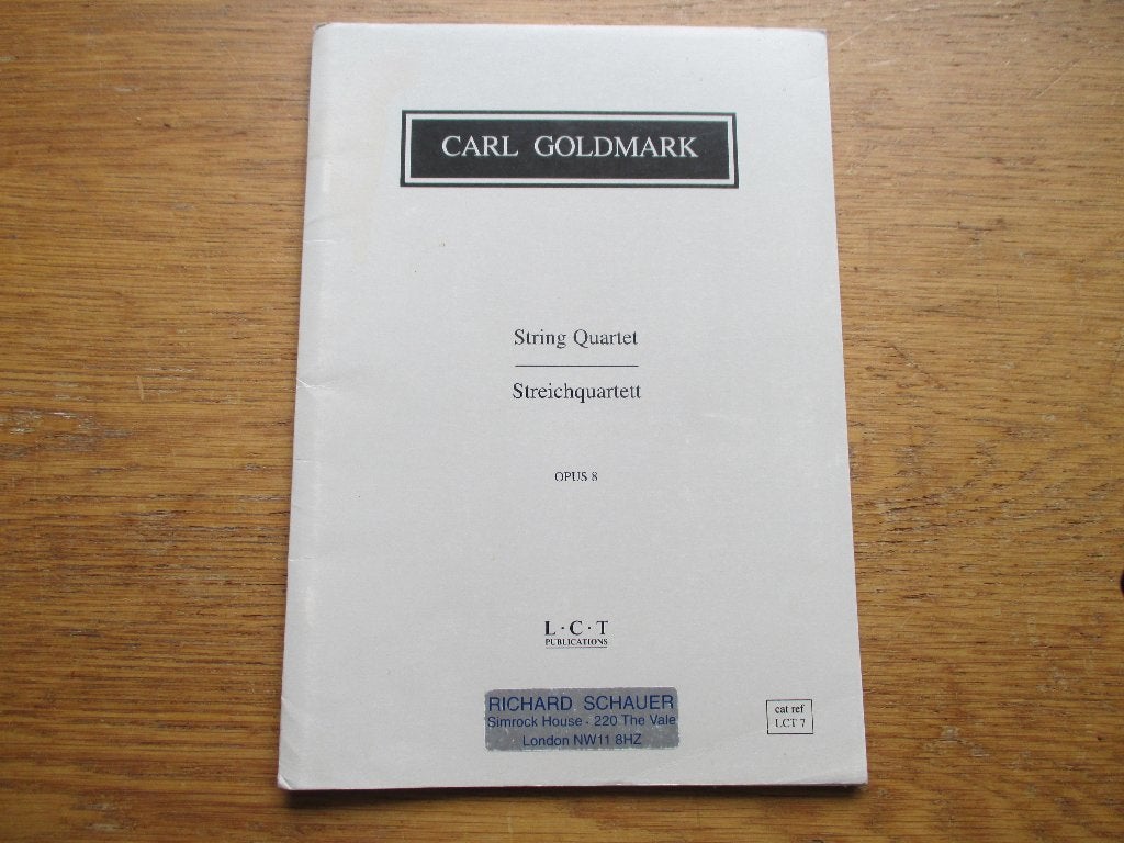 Carl Goldmark - String Quartet Opus 8 - Bladmuziek, Gebruikt, Klassiek, Ophalen of Verzenden, Cello