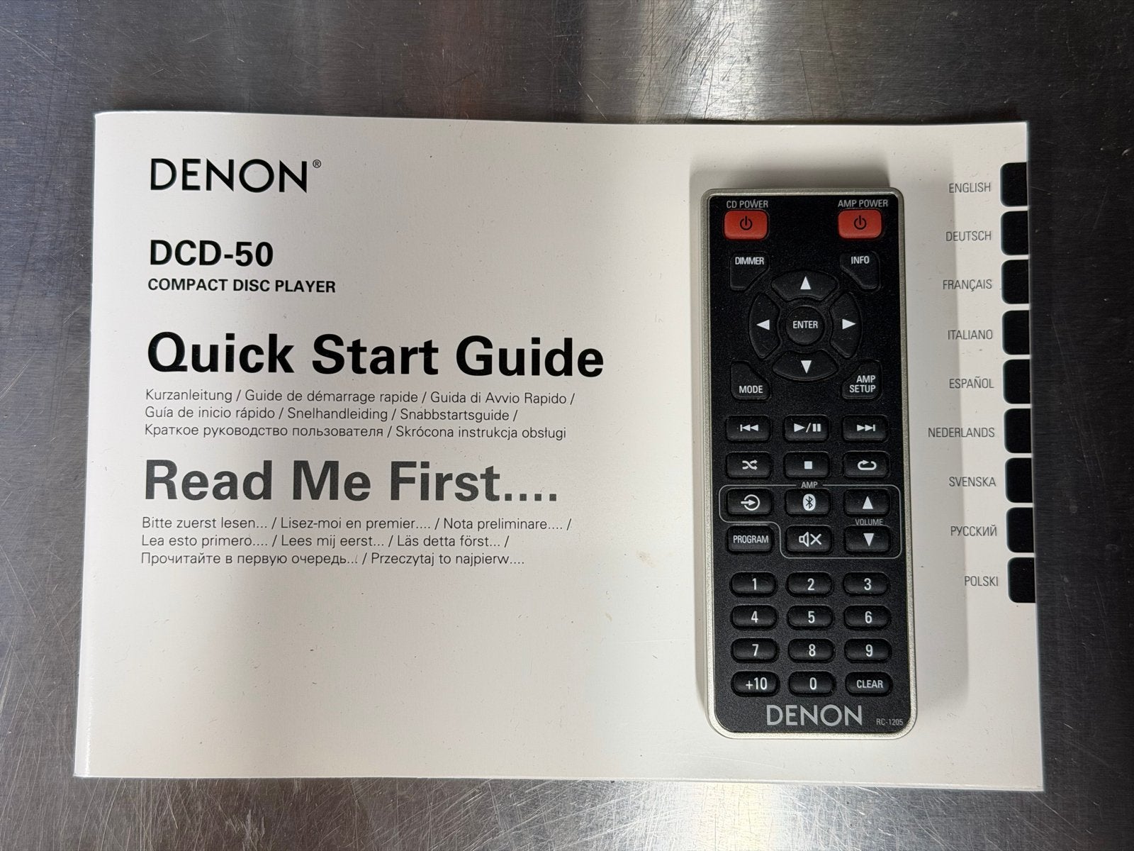 Denon RC-1205 Afstandsbediening + Manual DCD-50 CD-speler, Ophalen of Verzenden, Zo goed als nieuw, Origineel, Mediaspeler